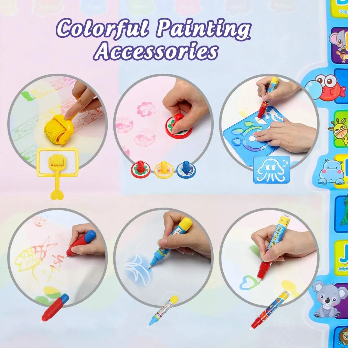 Magic Water Drawing Mat – Reusable Doodle Board with Pens | Montessori Educational Painting Toy for Kids