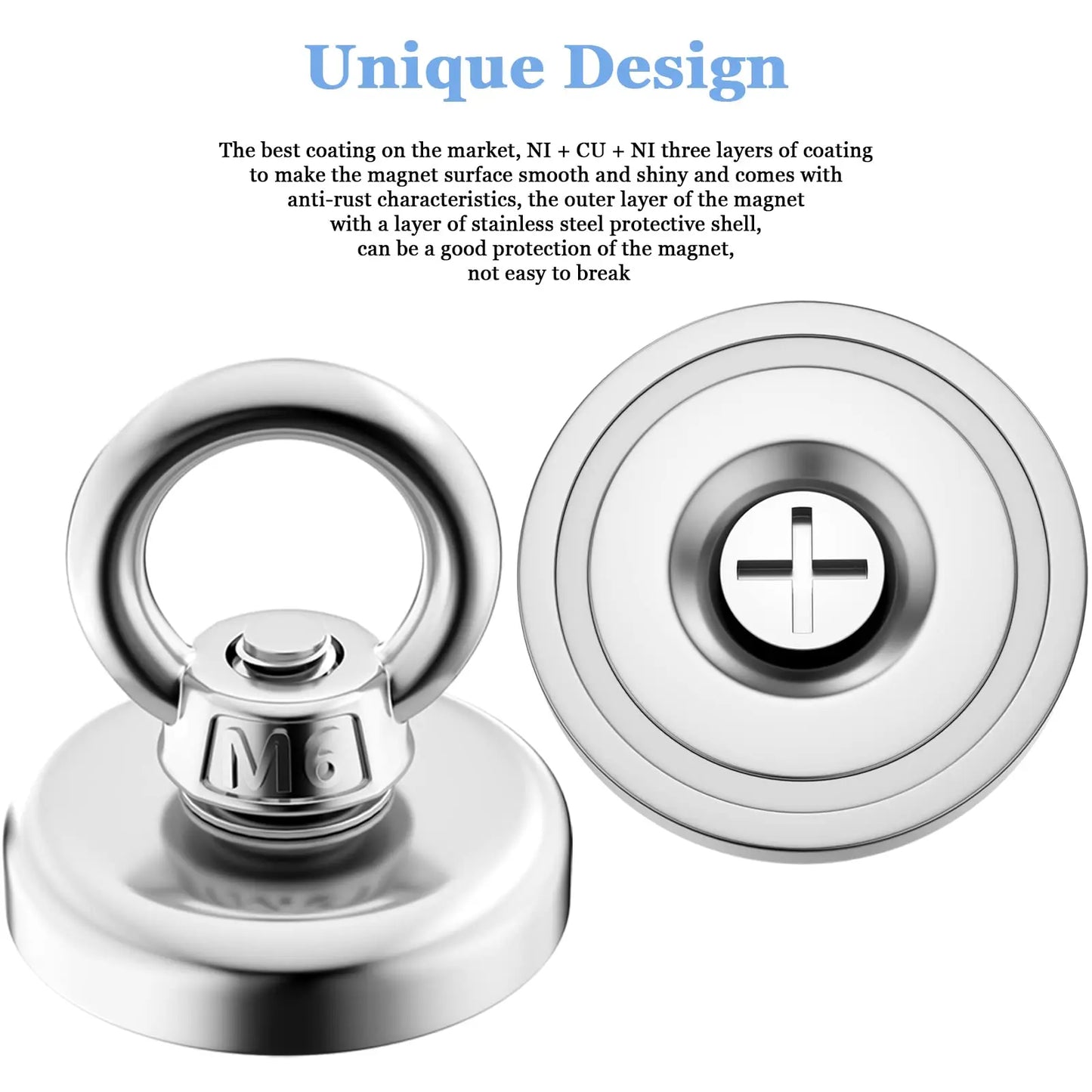 Super Strong Neodymium Fishing Magnet – Heavy Duty Salvage Magnet with Eyebolt for Treasure Hunting