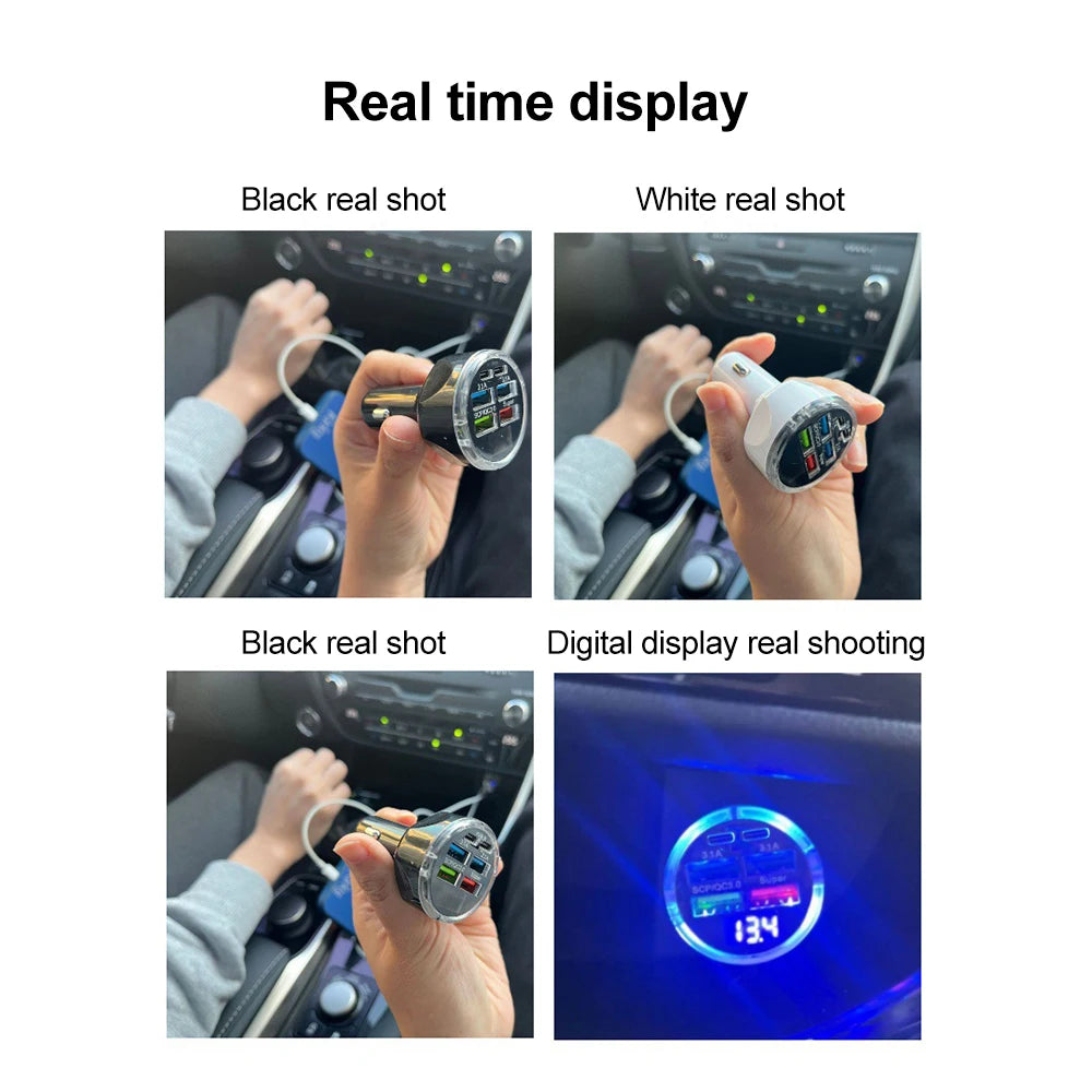 Fast Car Charger PD QC3.0 ā Multi-Port USB Charger with Digital Display (Up to 250W)