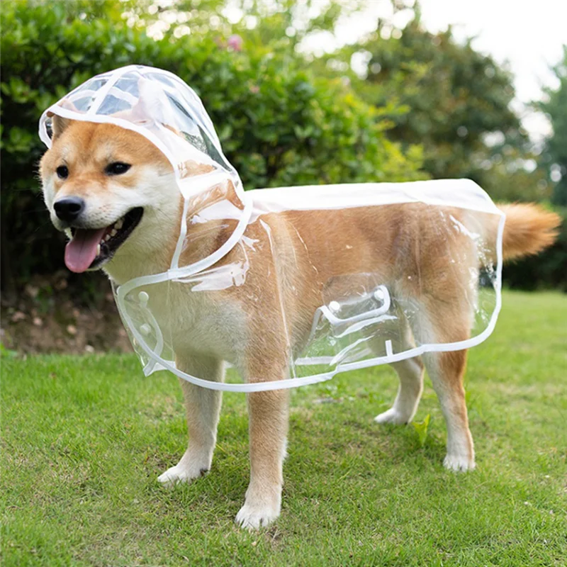 Transparent Dog Raincoat with Hood – Waterproof Pet Jacket for Rainy Days