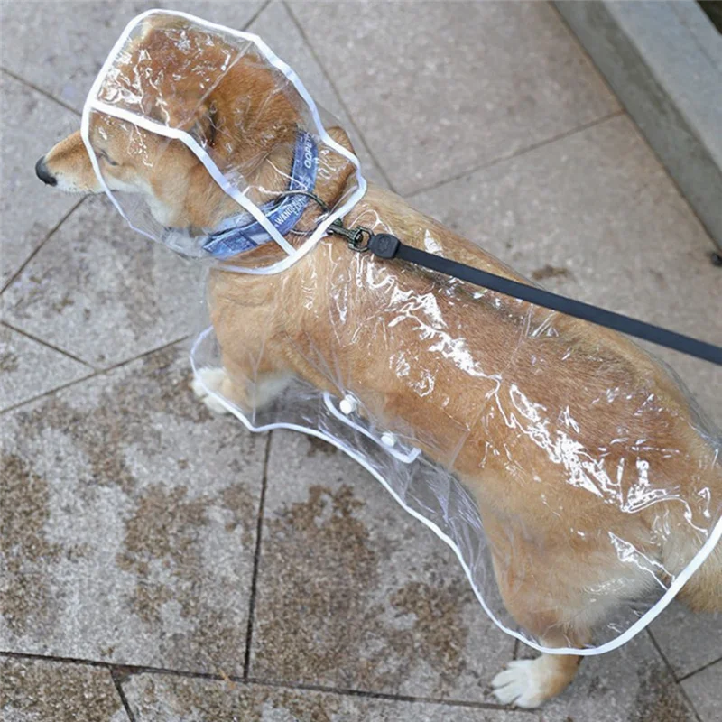 Transparent Dog Raincoat with Hood – Waterproof Pet Jacket for Rainy Days
