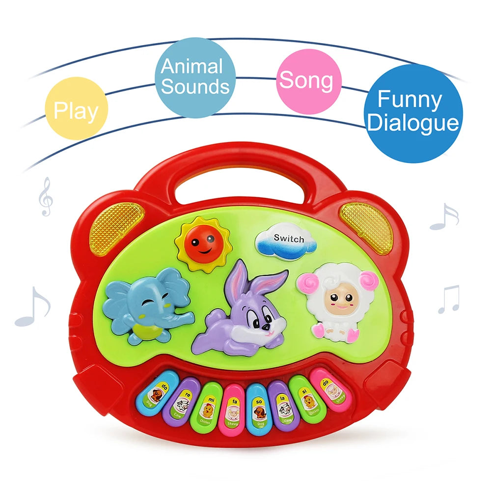 Kids Cartoon Piano – Musical Keyboard Toy with Animal Sounds & Flashing Lights