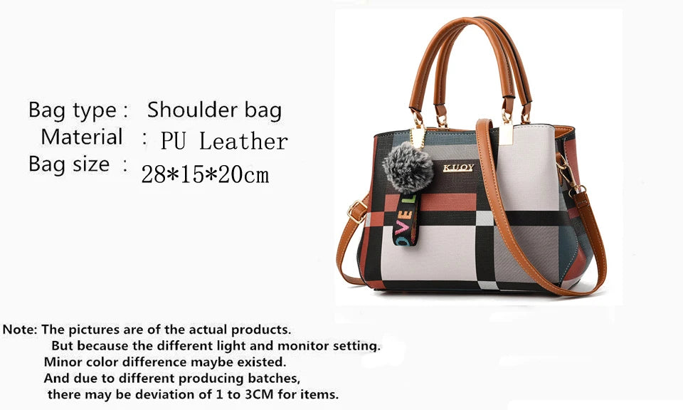 Luxury Plaid Handbag – Women’s Shoulder & Crossbody Tote Bag
