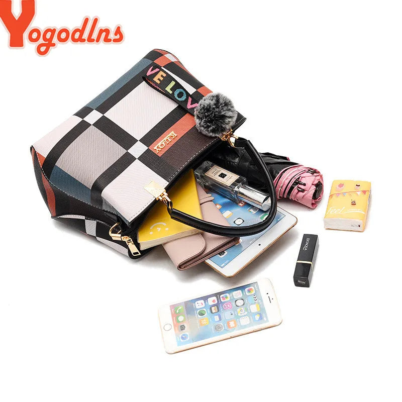 Luxury Plaid Handbag – Women’s Shoulder & Crossbody Tote Bag