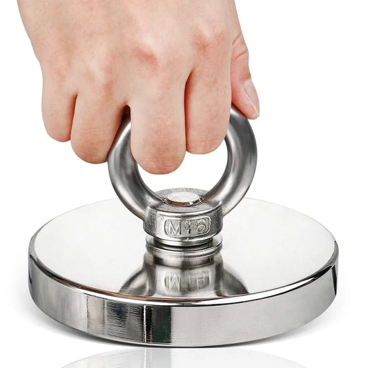 Super Strong Neodymium Fishing Magnet – Heavy Duty Salvage Magnet with Eyebolt for Treasure Hunting
