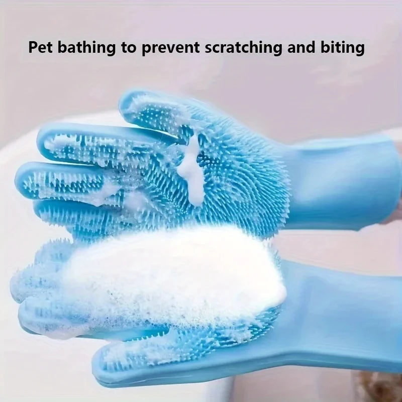 Pet Grooming Gloves – Dog & Cat Bathing and Hair Removal Scrubber
