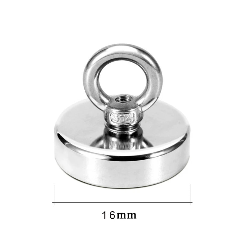 Super Strong Neodymium Fishing Magnet – Heavy Duty Salvage Magnet with Eyebolt for Treasure Hunting