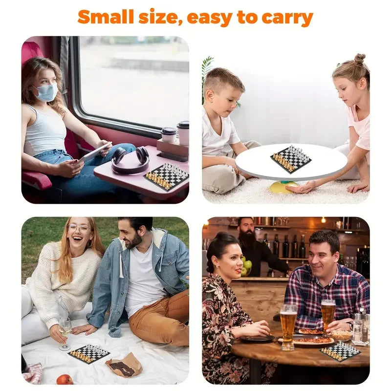 Mini Magnetic Chess Board Game – Folding Portable Travel Chess Set