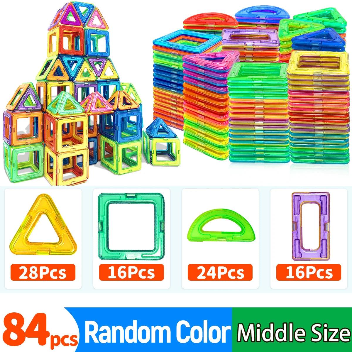 Magnetic Building Blocks – STEM Construction Set for Kids | Montessori Educational DIY Magnet Tiles