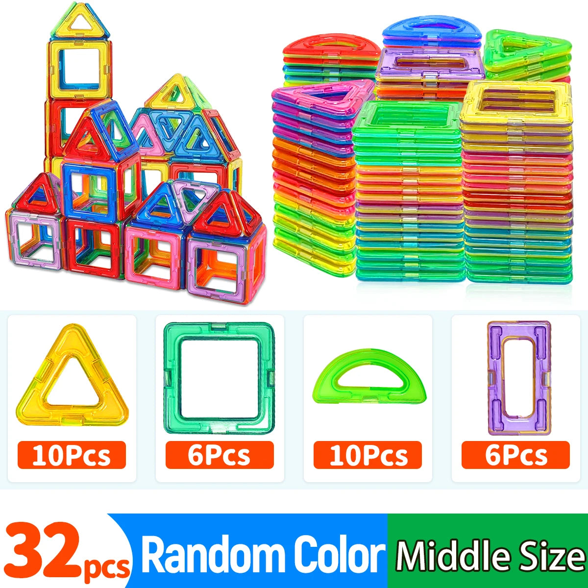 Magnetic Building Blocks – STEM Construction Set for Kids | Montessori Educational DIY Magnet Tiles