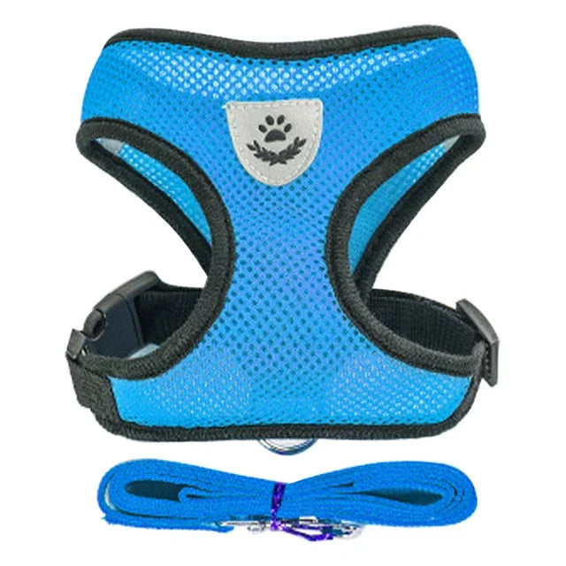 Adjustable Mesh Pet Harness with Leash – Breathable Vest for Small & Medium Dogs or Cats