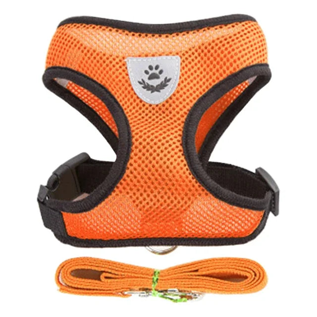 Adjustable Mesh Pet Harness with Leash – Breathable Vest for Small & Medium Dogs or Cats
