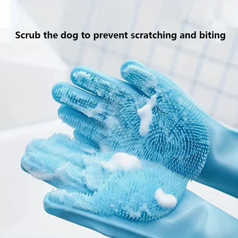 Pet Grooming Gloves – Dog & Cat Bathing and Hair Removal Scrubber