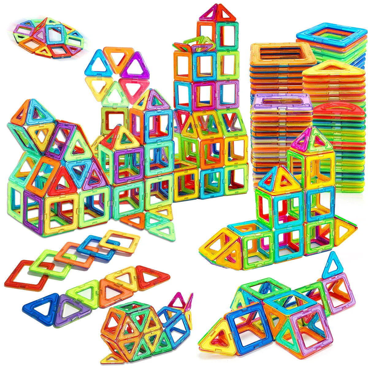 Magnetic Building Blocks – STEM Construction Set for Kids | Montessori Educational DIY Magnet Tiles