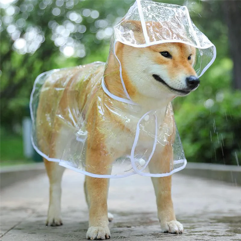 Transparent Dog Raincoat with Hood – Waterproof Pet Jacket for Rainy Days