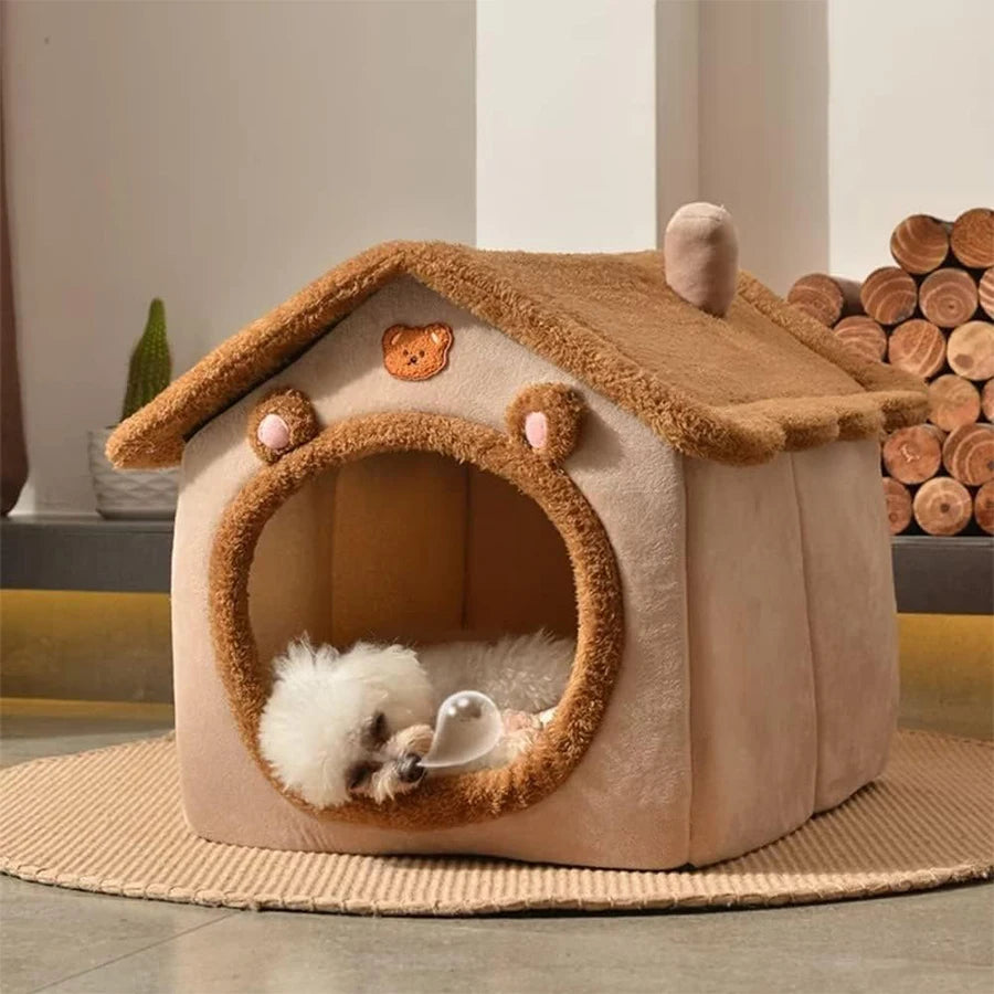 Foldable Pet House – Washable Cozy Bed for Small Dogs & Cats | Cute Indoor Puppy & Kitten Cave