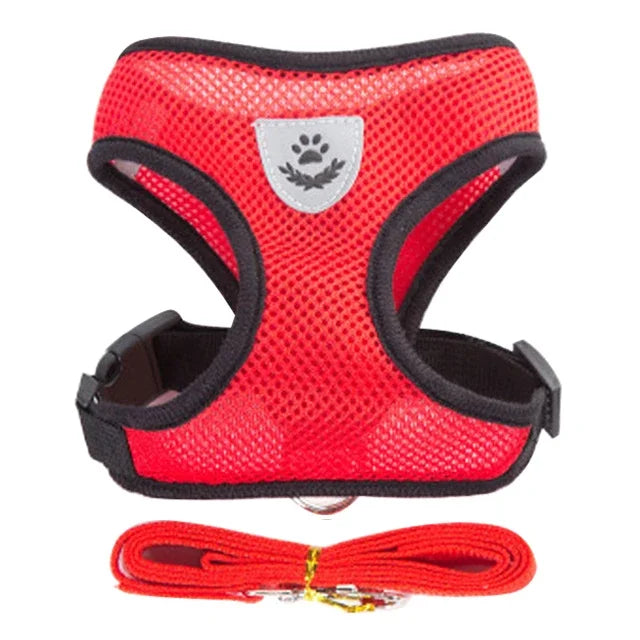 Adjustable Mesh Pet Harness with Leash – Breathable Vest for Small & Medium Dogs or Cats