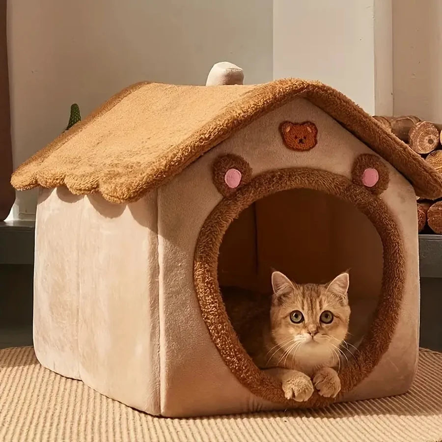 Foldable Pet House – Washable Cozy Bed for Small Dogs & Cats | Cute Indoor Puppy & Kitten Cave