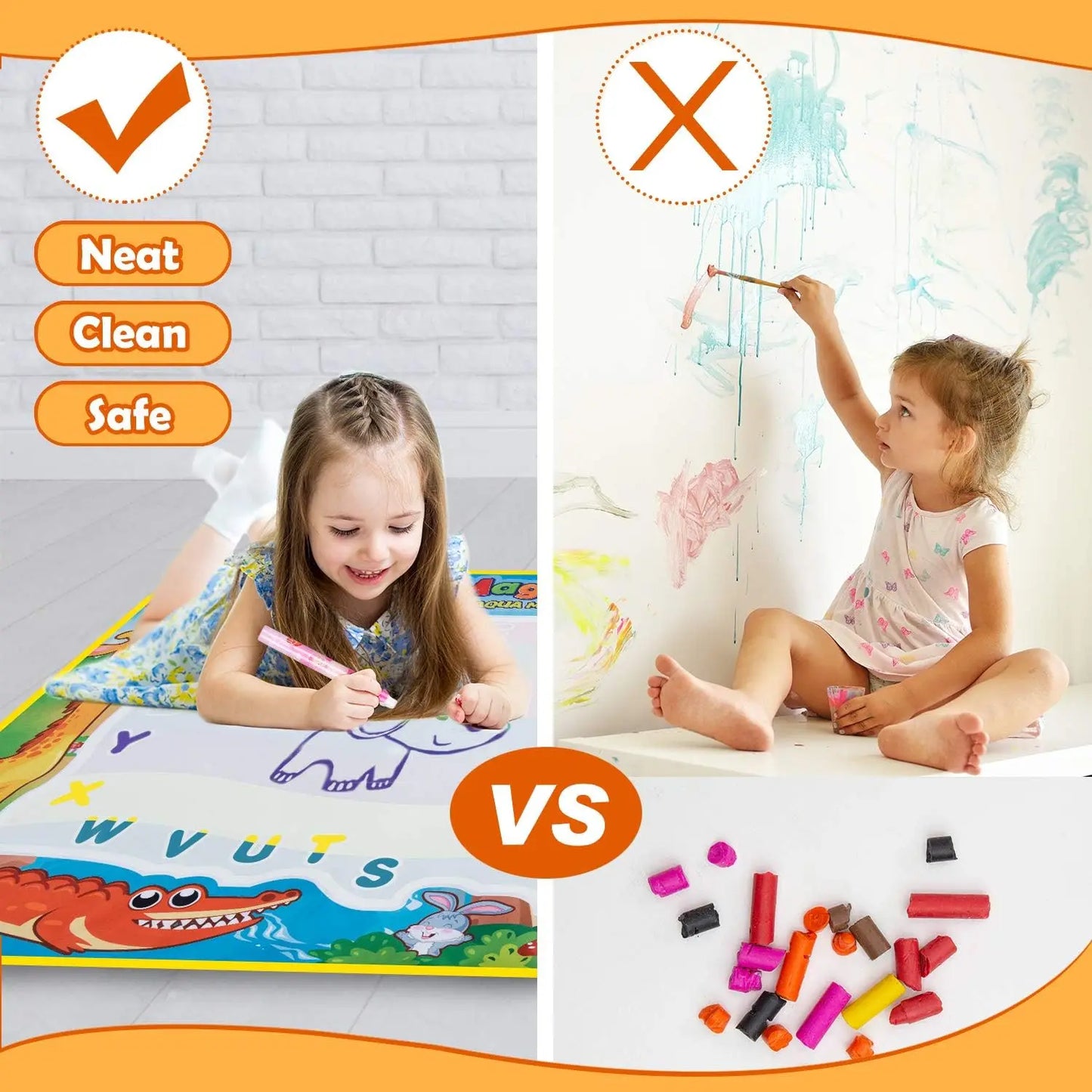 Magic Water Drawing Mat – Reusable Doodle Board with Pens | Montessori Educational Painting Toy for Kids