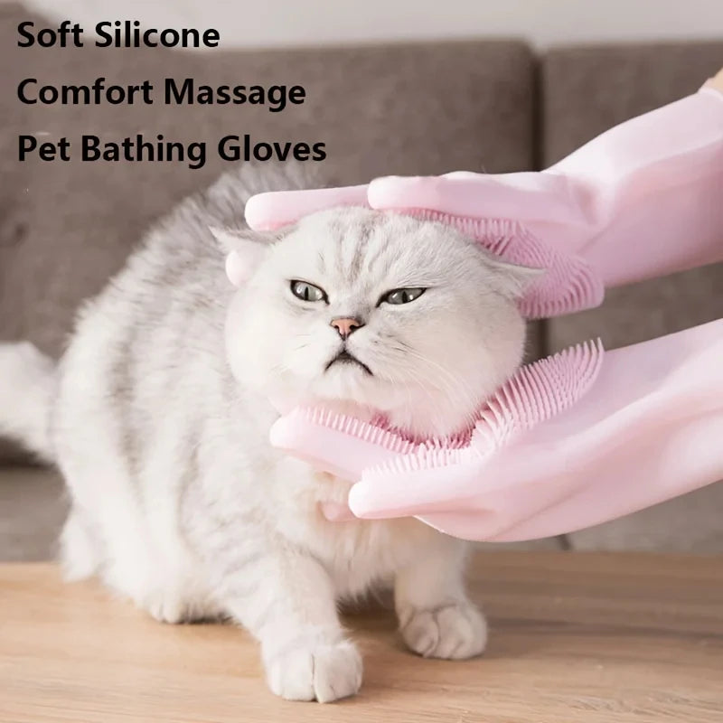 Pet Grooming Gloves – Dog & Cat Bathing and Hair Removal Scrubber