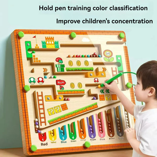 Magnetic Maze Puzzle Board – Montessori Logic Toy for Kids 3+ | Concentration & Color Sorting Game