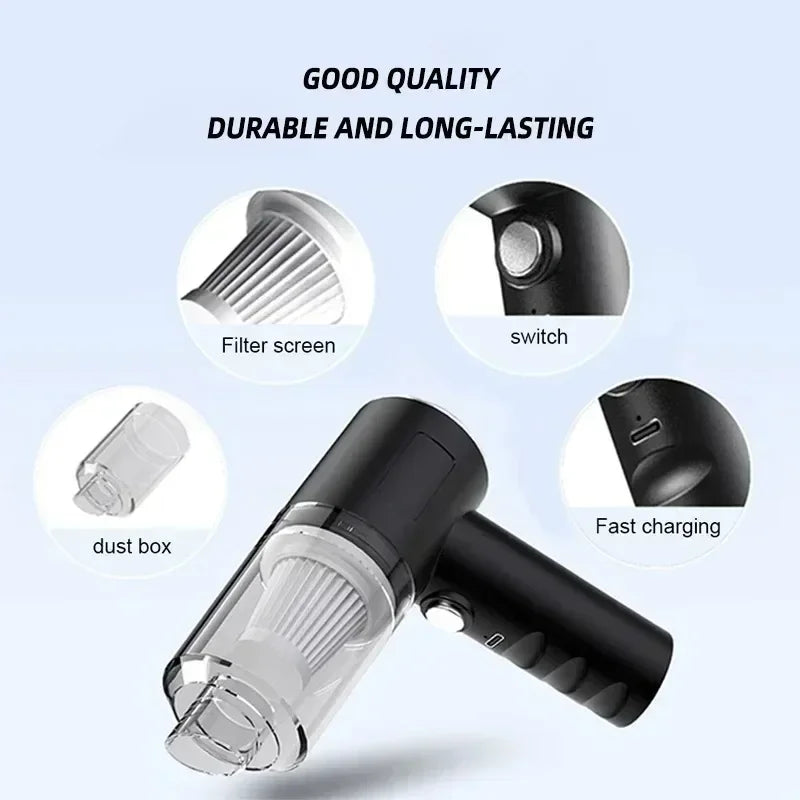 Portable Wireless Car Vacuum Cleaner – 120W Rechargeable 3-in-1 Handheld