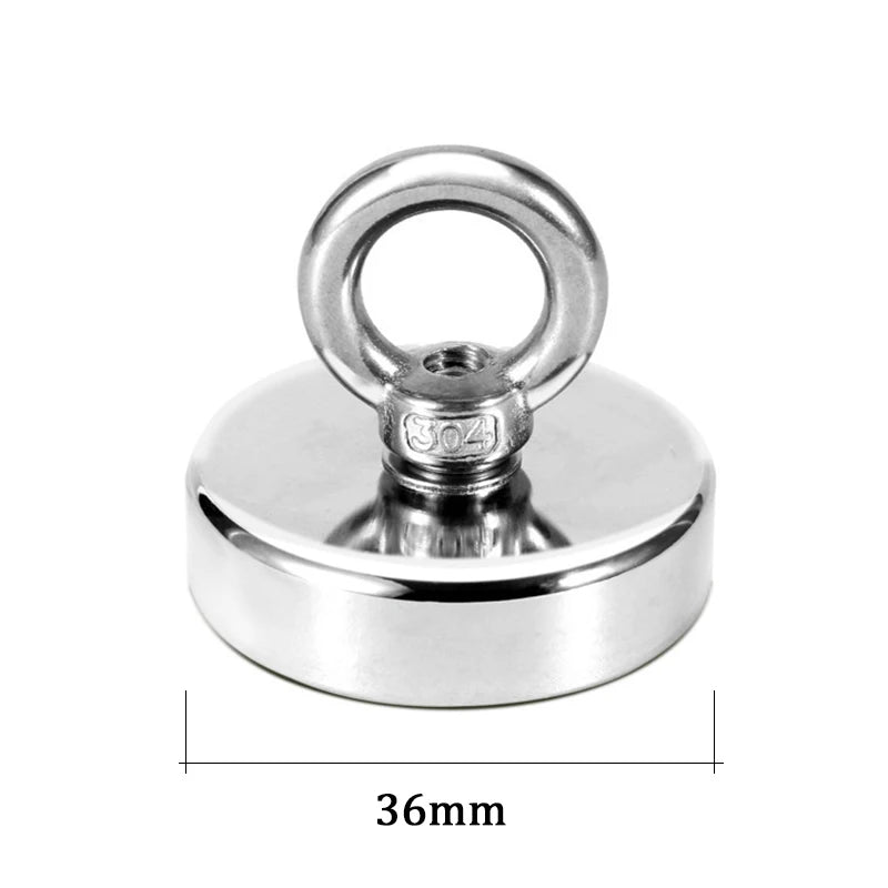 Super Strong Neodymium Fishing Magnet – Heavy Duty Salvage Magnet with Eyebolt for Treasure Hunting