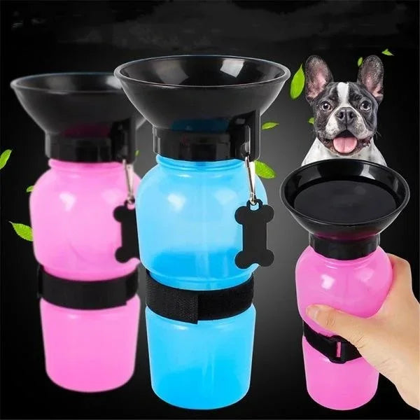 Portable Dog Water Bottle with Built‑In Bowl – 500ml Leak Proof, Ideal for Walks, Travel & Outdoor Adventures