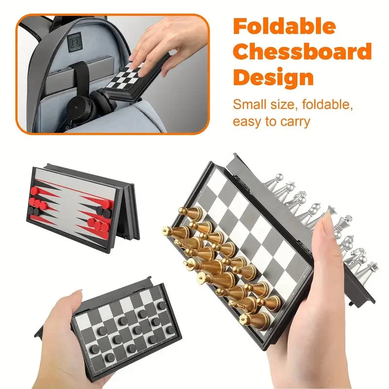 Mini Magnetic Chess Board Game – Folding Portable Travel Chess Set