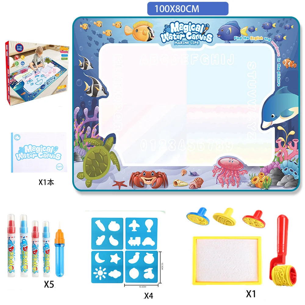 Magic Water Drawing Mat – Reusable Doodle Board with Pens | Montessori Educational Painting Toy for Kids