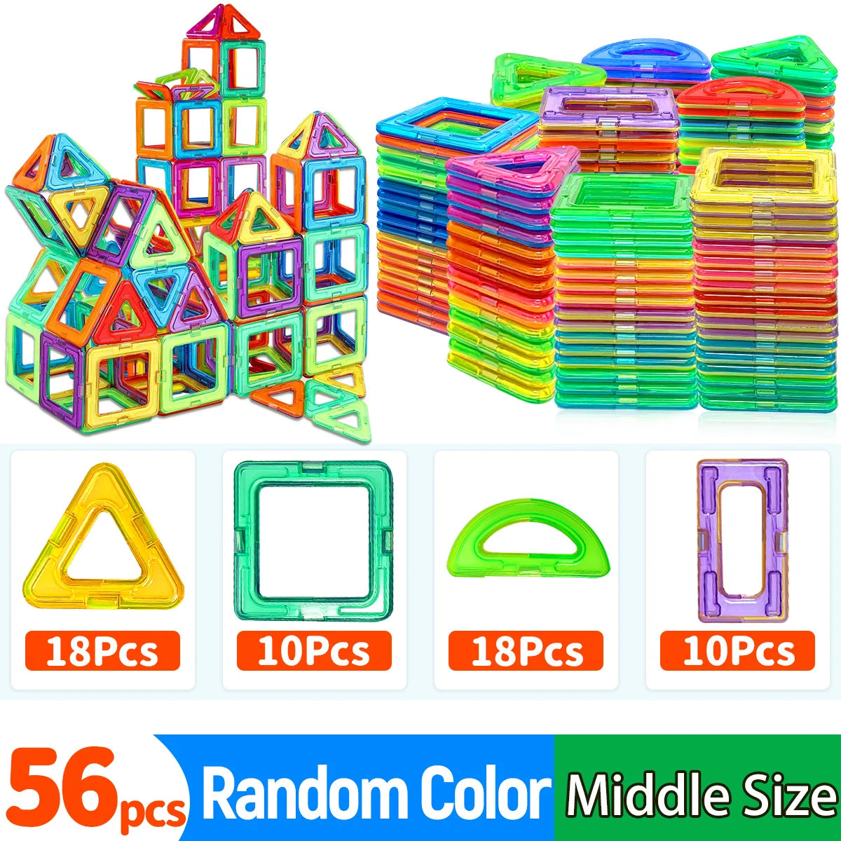 Magnetic Building Blocks – STEM Construction Set for Kids | Montessori Educational DIY Magnet Tiles