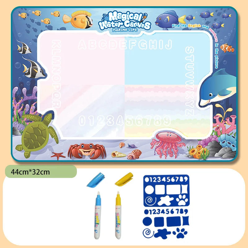 Magic Water Drawing Mat – Reusable Doodle Board with Pens | Montessori Educational Painting Toy for Kids