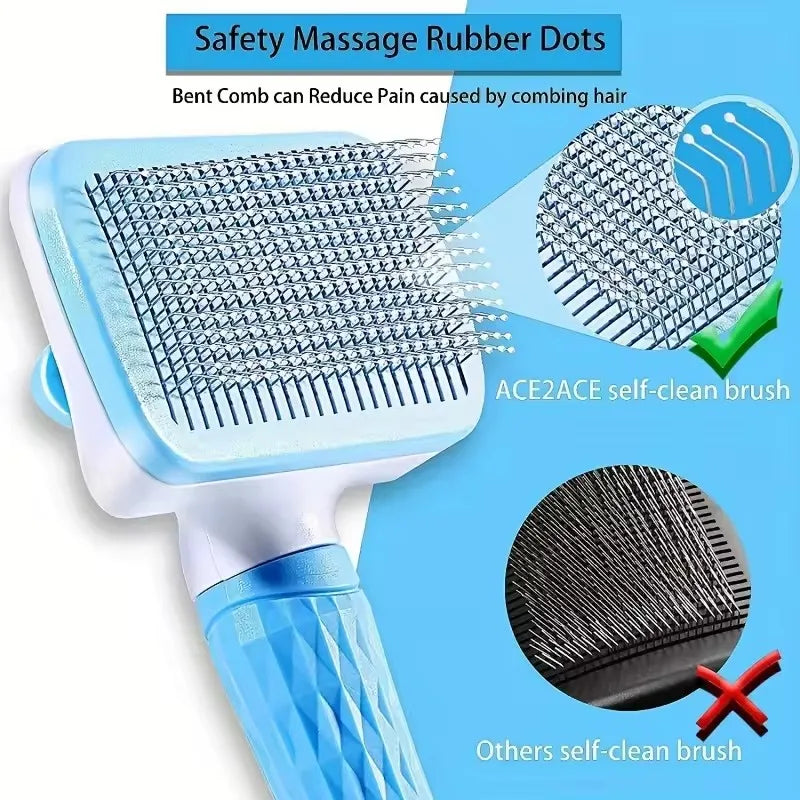 Pet Grooming Brush – Self-Cleaning Dog & Cat Deshedding Comb