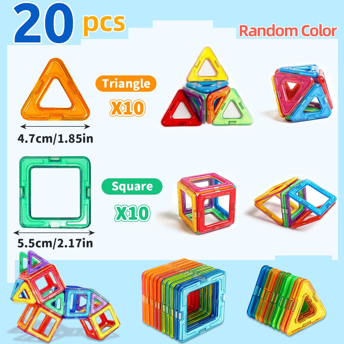 Magnetic Building Blocks – STEM Construction Set for Kids | Montessori Educational DIY Magnet Tiles