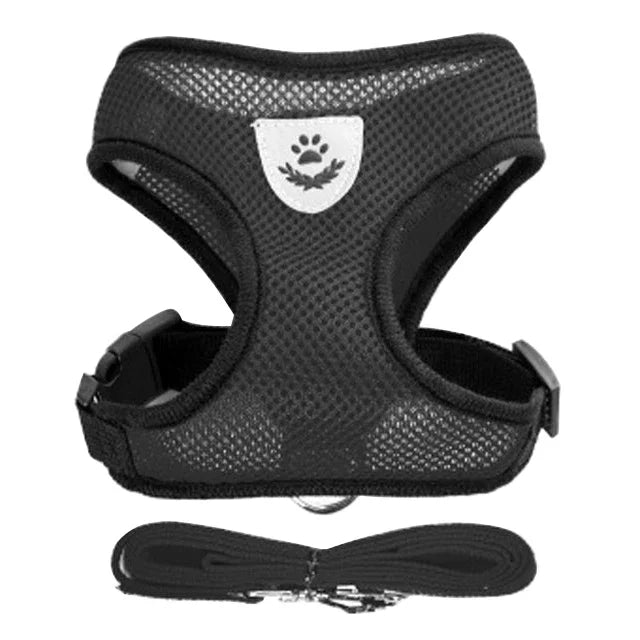 Adjustable Mesh Pet Harness with Leash – Breathable Vest for Small & Medium Dogs or Cats