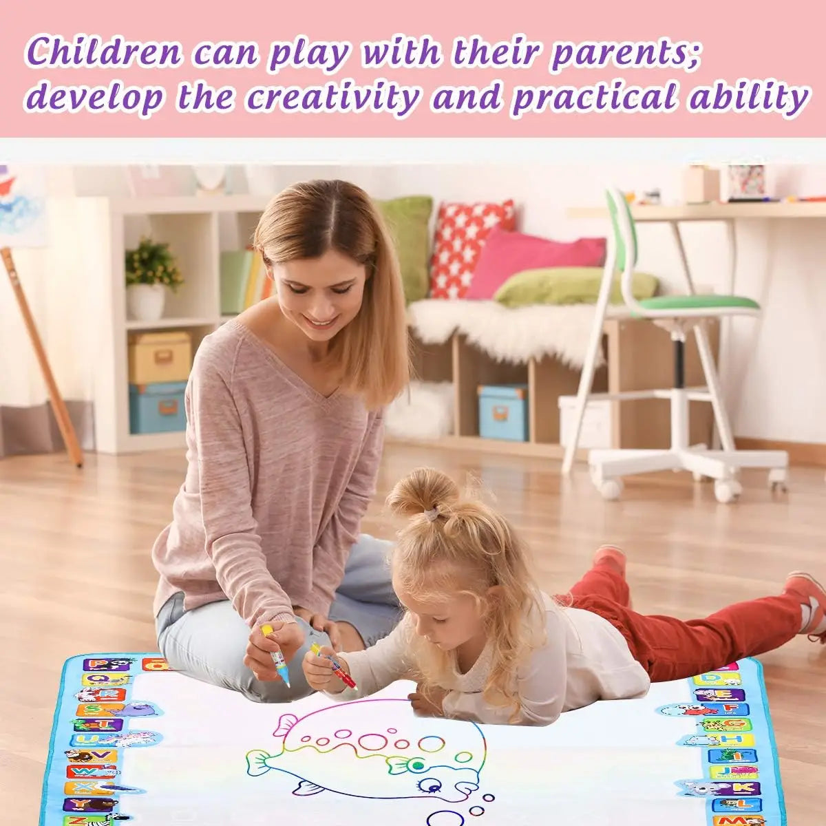 Magic Water Drawing Mat – Reusable Doodle Board with Pens | Montessori Educational Painting Toy for Kids